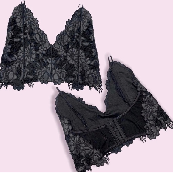 FAUX LEATHER AND LACE BRALETTE SIZE XL BLACK SEXY TOP 90S BRA LINGERIE - Picture 1 of 7